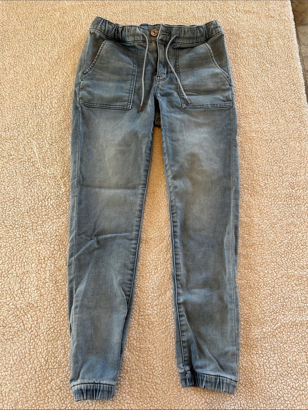 American Eagle Outfitters Washed Blue Ankle Cropped Jogger Jeans